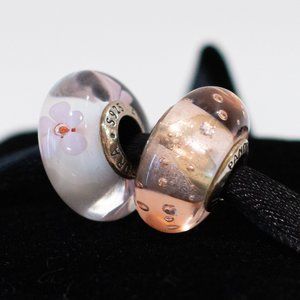 Pandora Pink Murano Glass Charms Set of 2